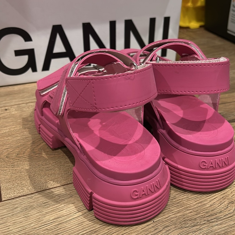 GANNI recycled rubber pink chunky scrappy platform sandals size 37 - Picture 4 of 7